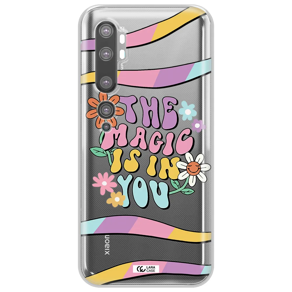 a cartoon text with flowers Xiaomi Mi Note 10 Clear TPU Case