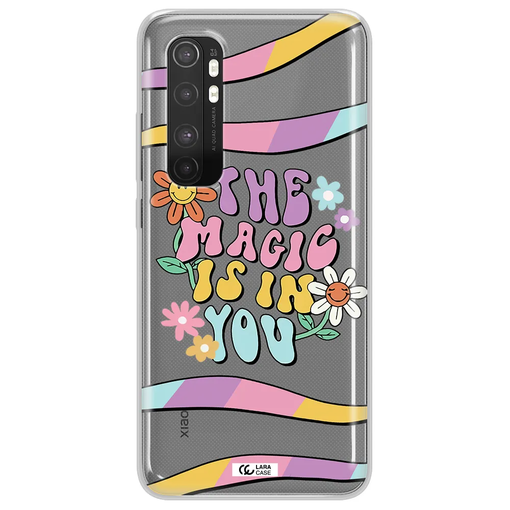 a cartoon text with flowers Xiaomi Mi Note 10 Lite Clear TPU Case