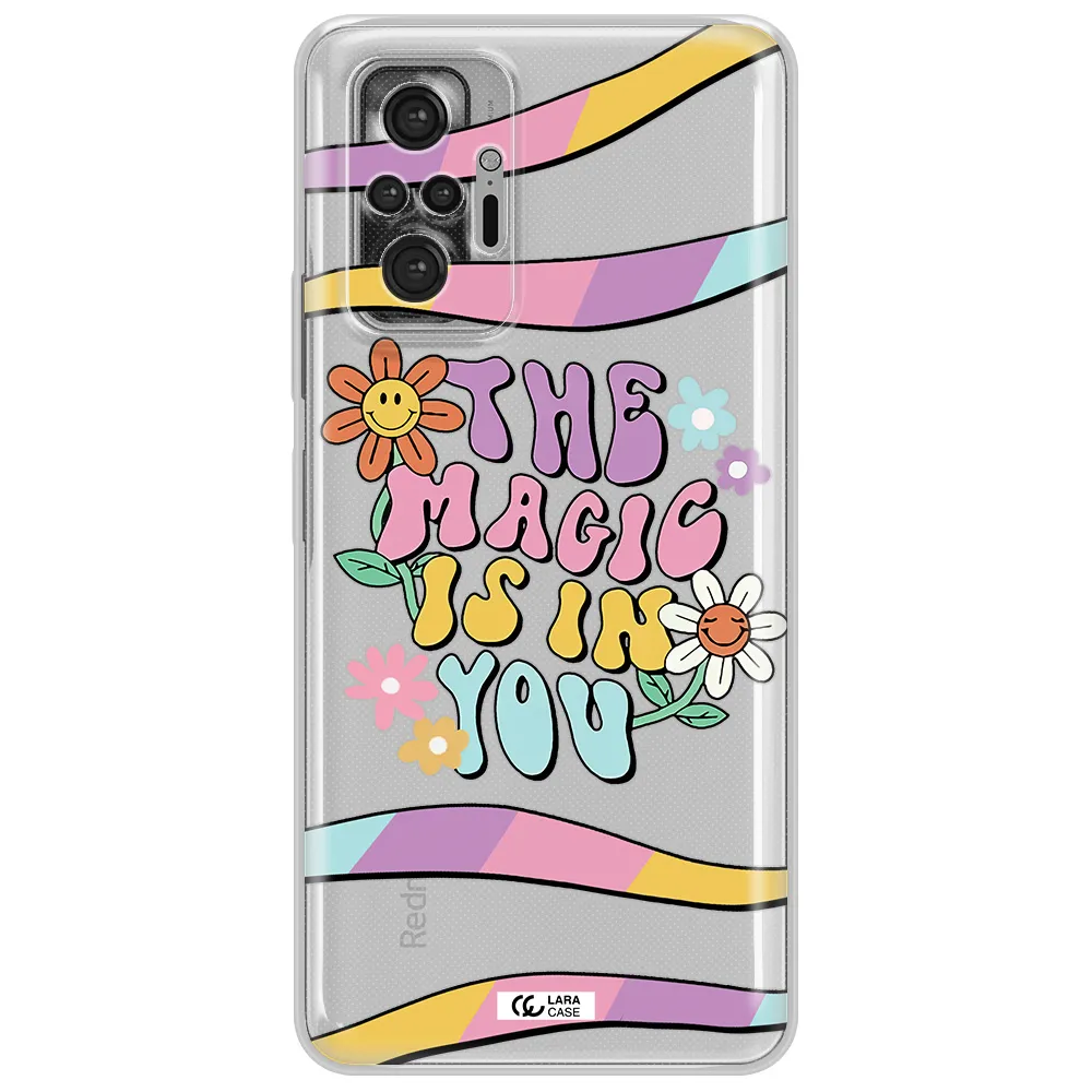a cartoon text with flowers Xiaomi Note 10 Pro Clear TPU Case