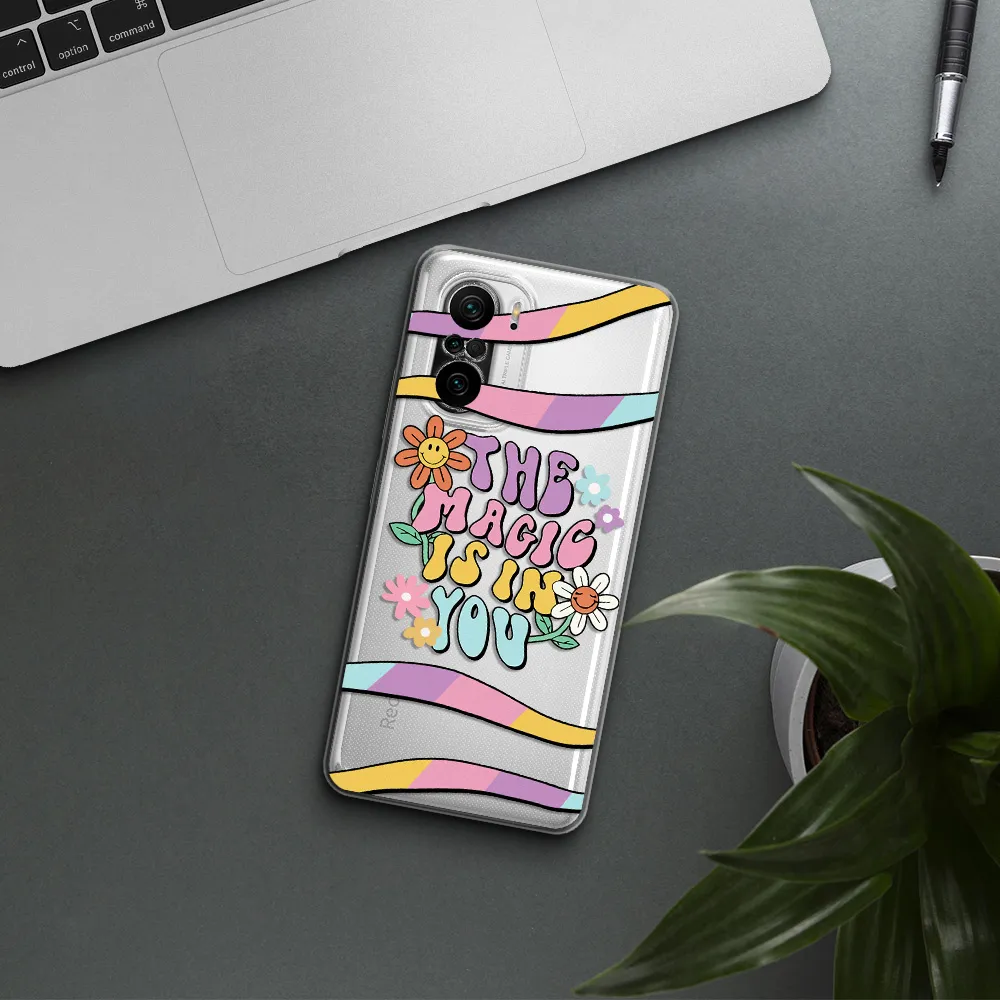 A Cartoon Text With Flowers Xiaomi Poco F3 Clear Tpu Case