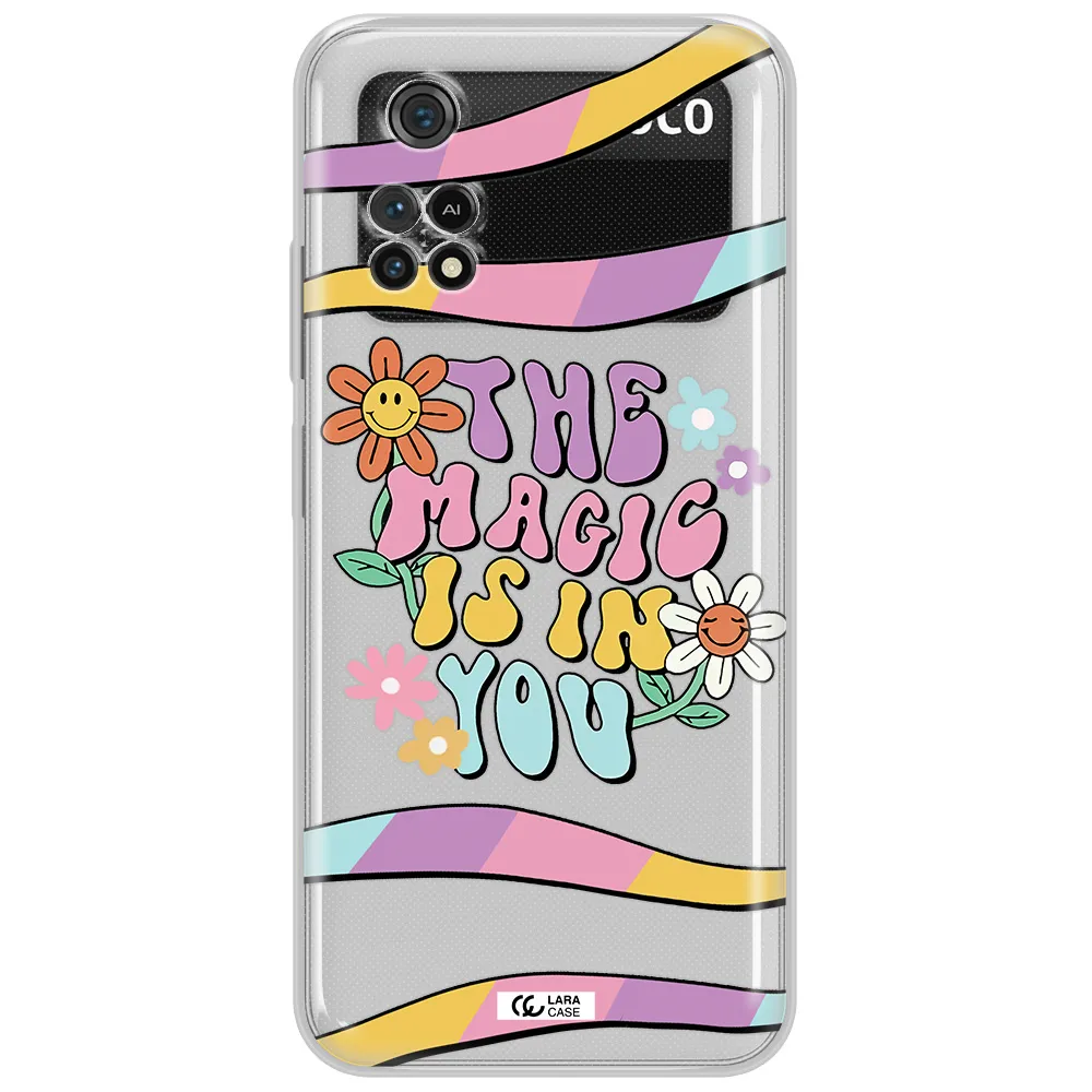 A Cartoon Text With Flowers Xiaomi Poco M4 Pro 4G Clear Tpu Case