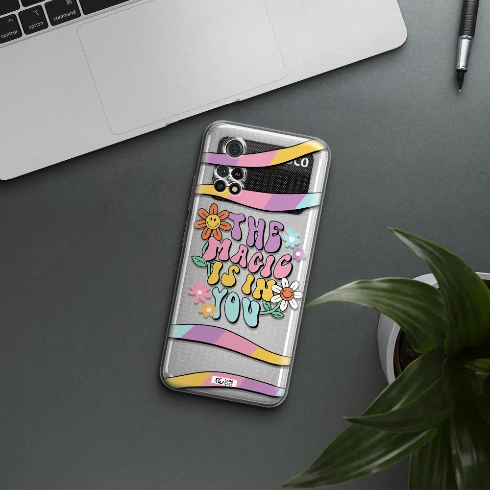 A Cartoon Text With Flowers Xiaomi Poco M4 Pro 4G Clear Tpu Case