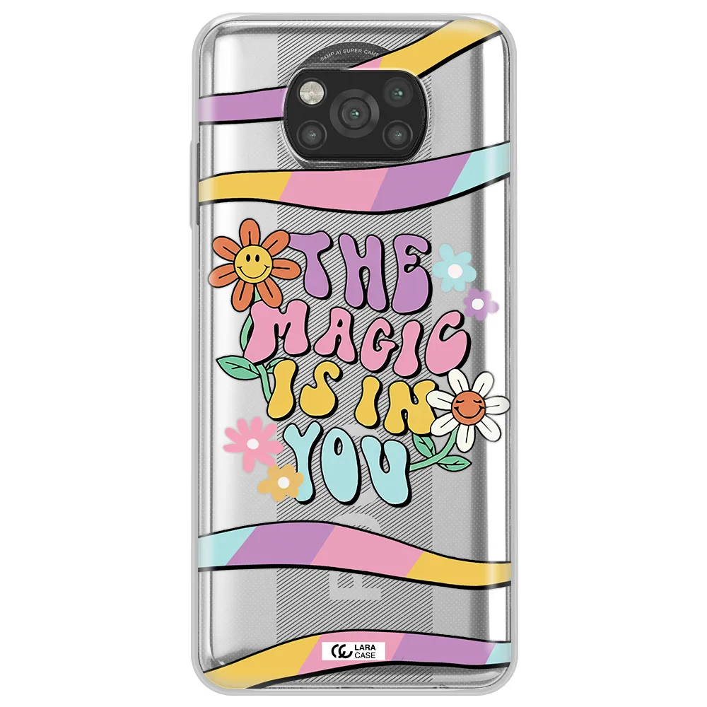 a cartoon text with flowers Xiaomi Poco X3 Clear TPU Case