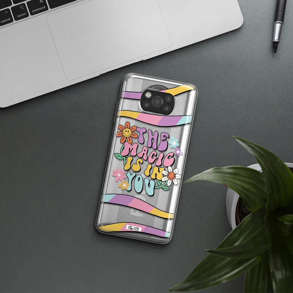 a cartoon text with flowers Xiaomi Poco X3 Clear TPU Case