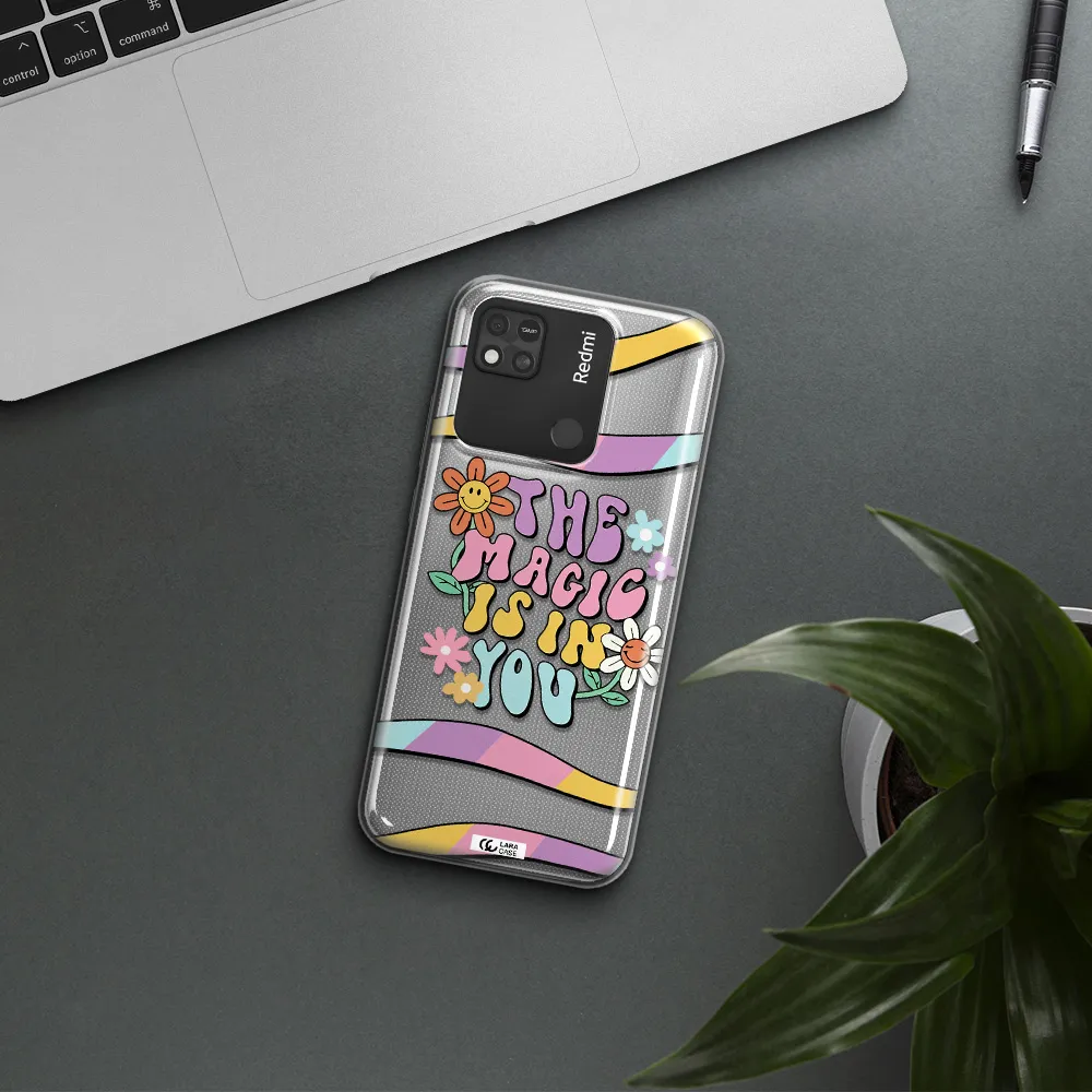 a cartoon text with flowers Xiaomi Redmi 10A Clear TPU Case