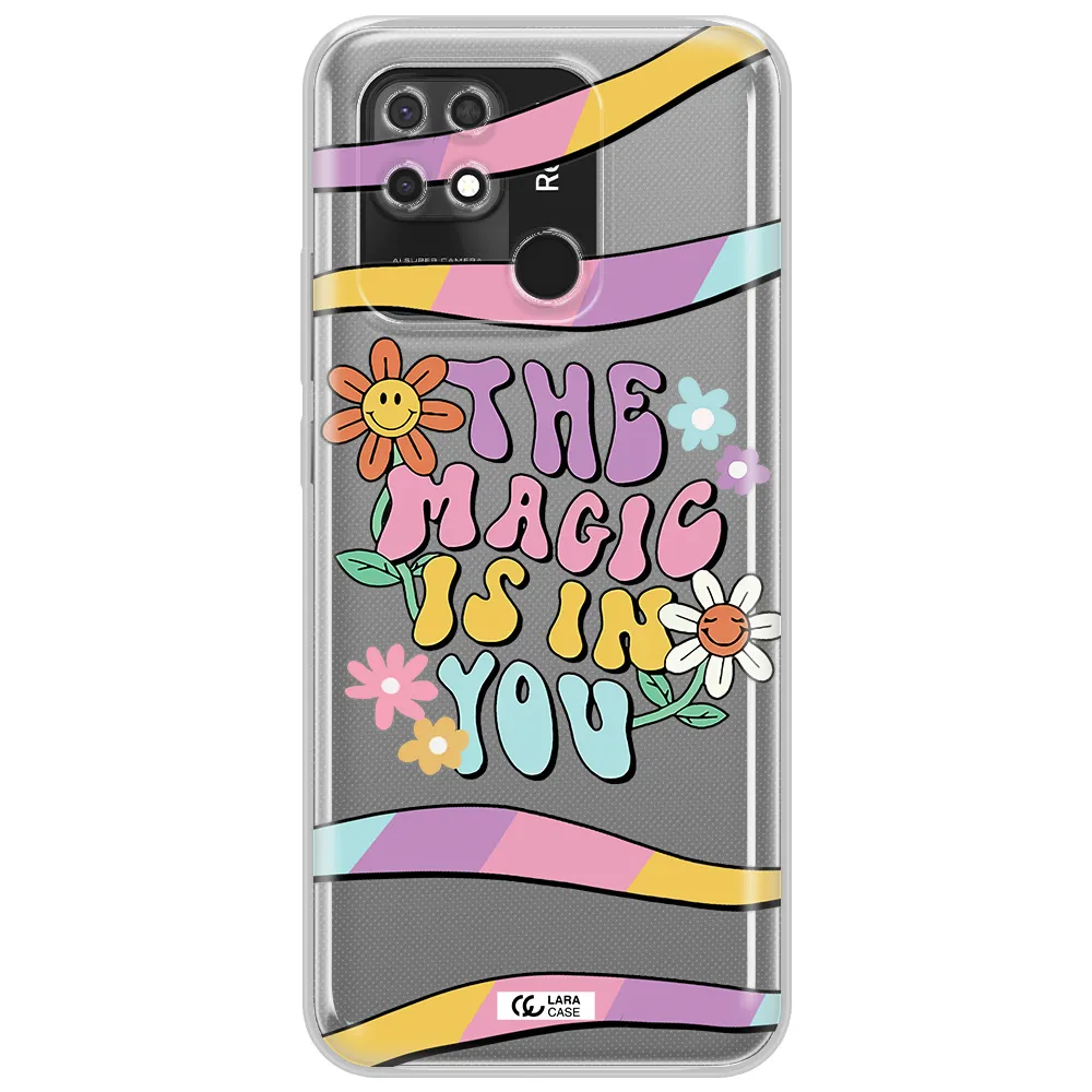 a cartoon text with flowers Xiaomi Redmi 10C Clear TPU Case