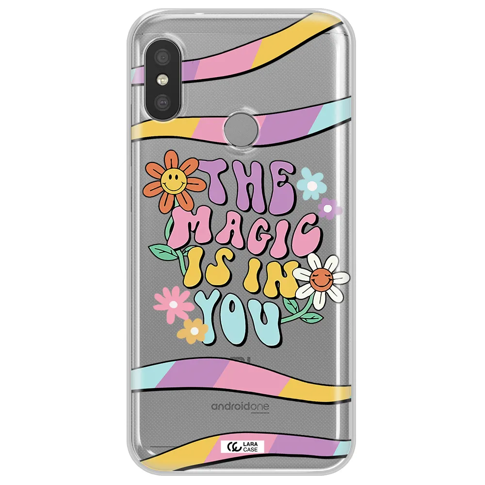 a cartoon text with flowers Xiaomi Redmi 6 Pro Clear TPU Case