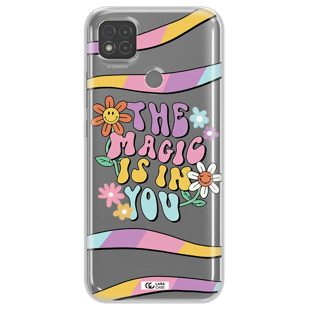 a cartoon text with flowers Xiaomi Redmi 9C Clear TPU Case