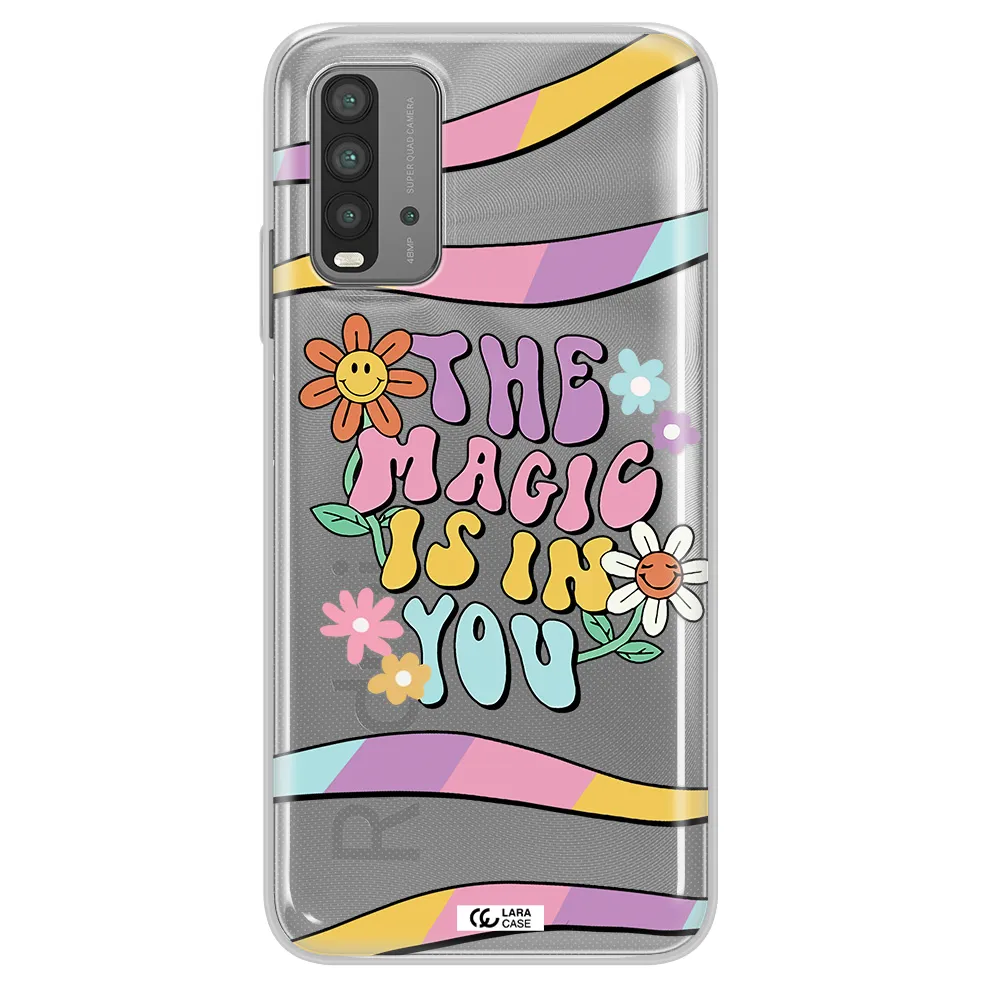 a cartoon text with flowers Xiaomi Redmi 9T Clear TPU Case