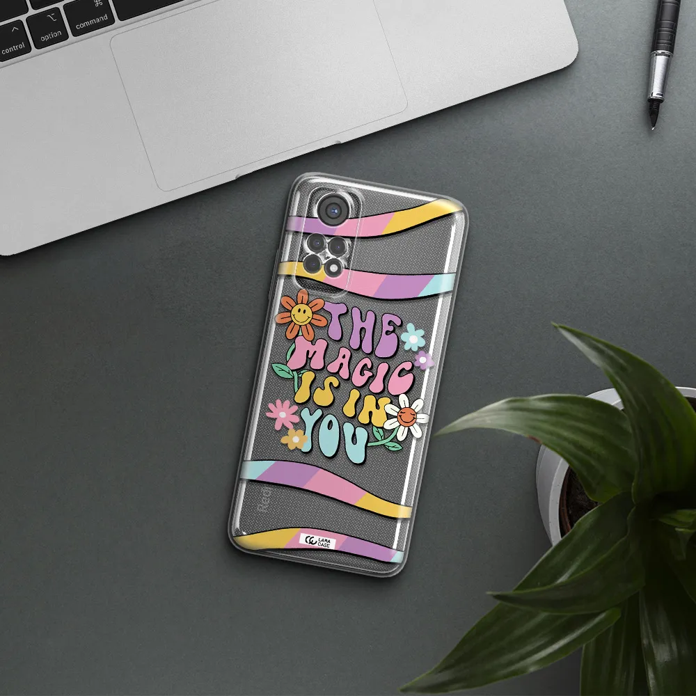 A Cartoon Text With Flowers Xiaomi Redmi Note 11S Clear Tpu Case