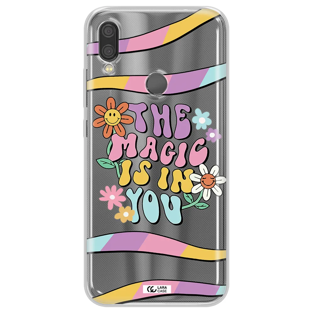 a cartoon text with flowers Xiaomi Redmi Note 7 Clear TPU Case
