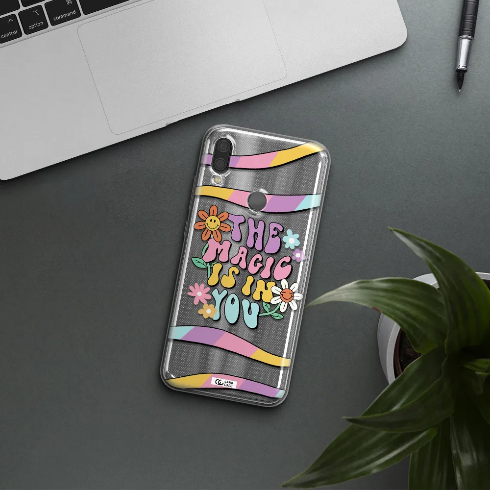 a cartoon text with flowers Xiaomi Redmi Note 7 Clear TPU Case