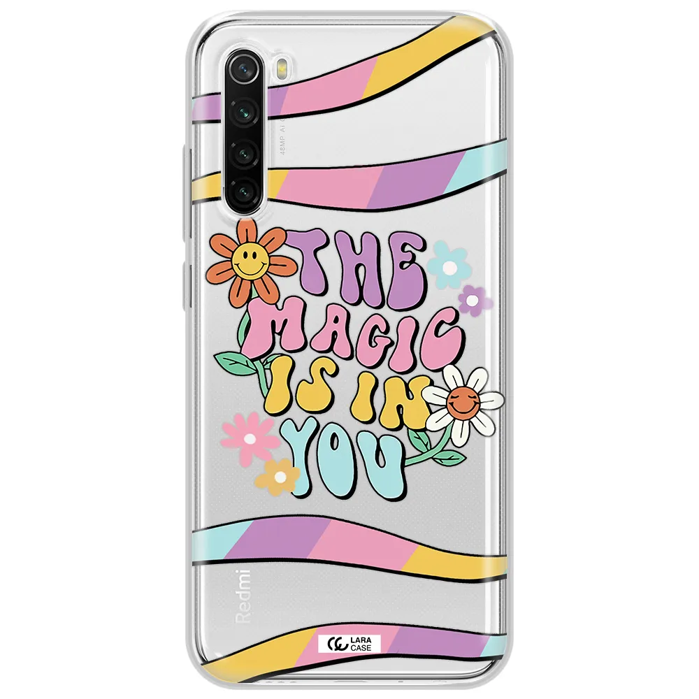 A Cartoon Text With Flowers Xiaomi Redmi Note 8T Clear Tpu Case