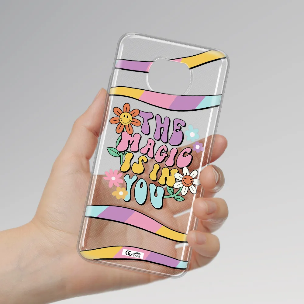A Cartoon Text With Flowers Xiaomi Redmi Note 9T Clear Tpu Case