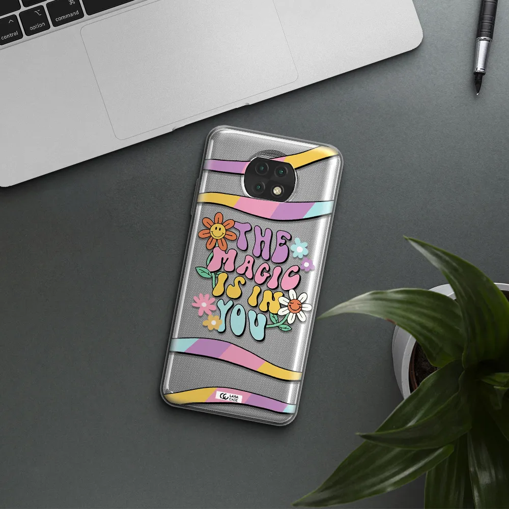 A Cartoon Text With Flowers Xiaomi Redmi Note 9T Clear Tpu Case