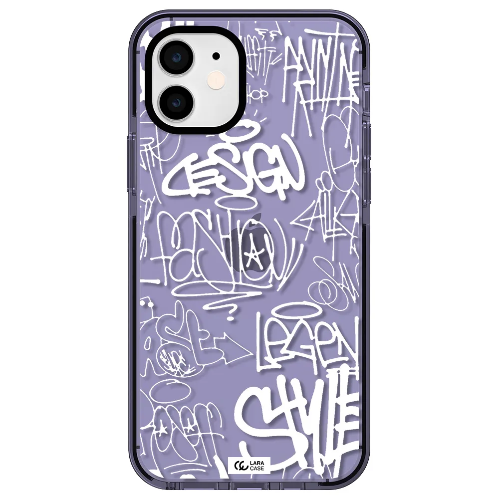 a white background with black and white clouds Apple iPhone 11 impact Lilac Case