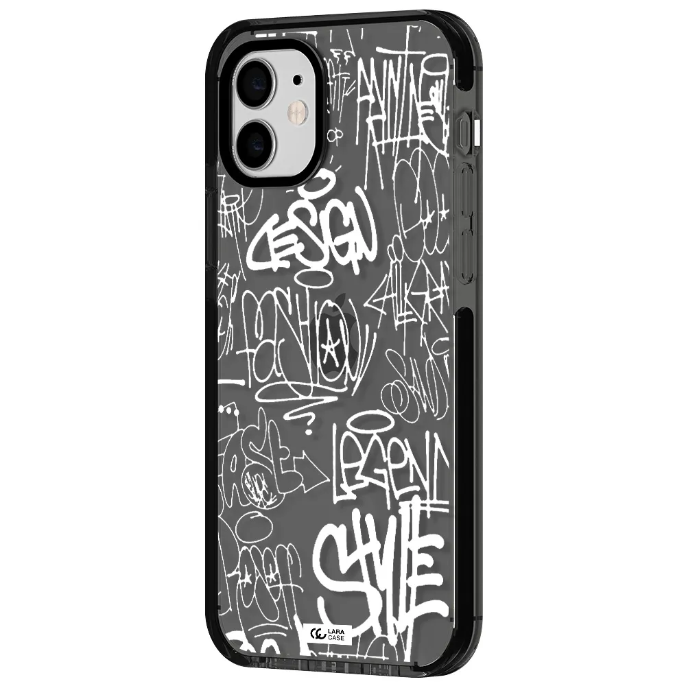 a white background with black and white clouds Apple iPhone 11 impact Smoke Black Case