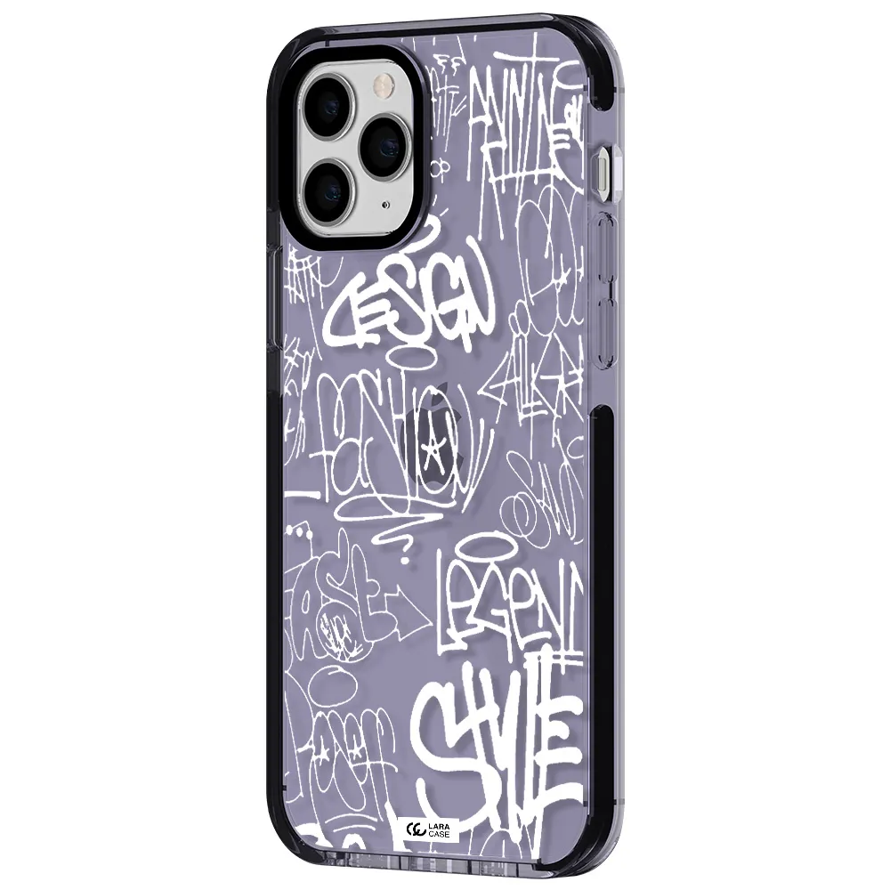 a white background with black and white clouds Apple iPhone 11 pro impact Lilac Case