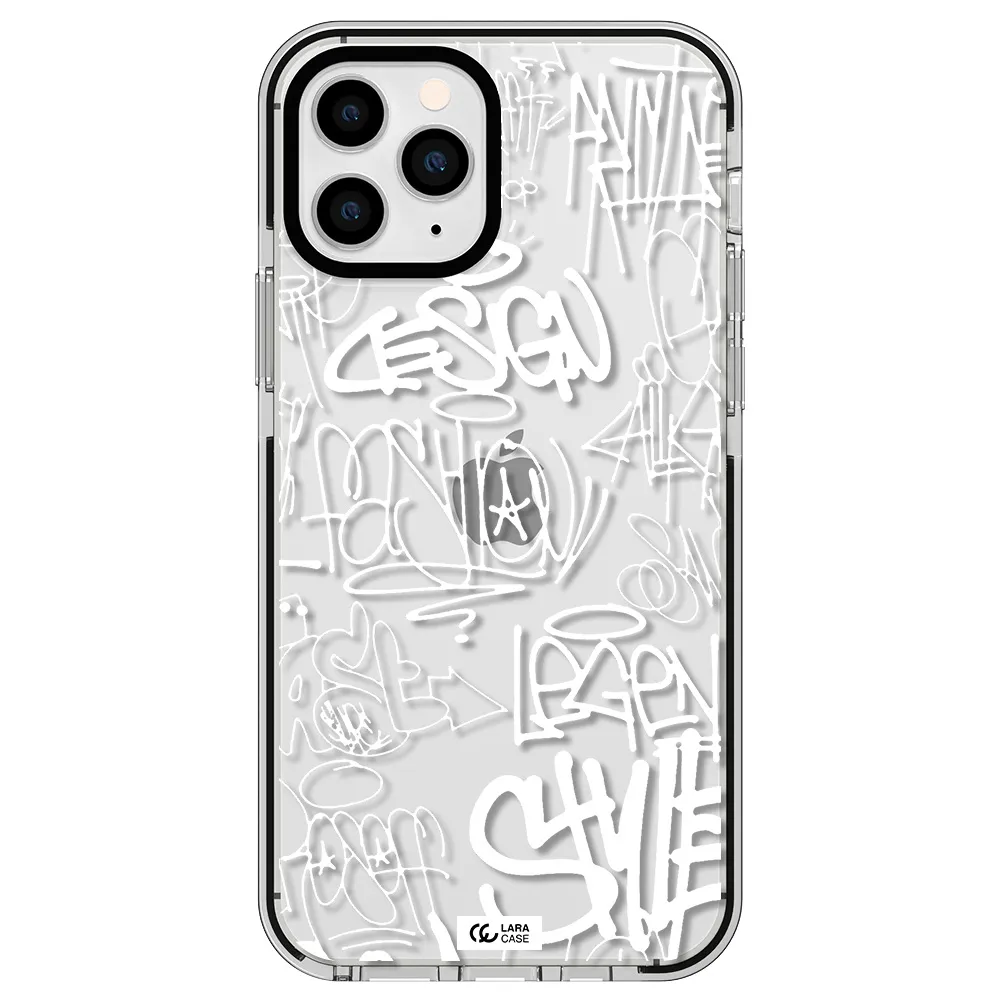 a white background with black and white clouds Apple iPhone 11 pro max impact black border Case