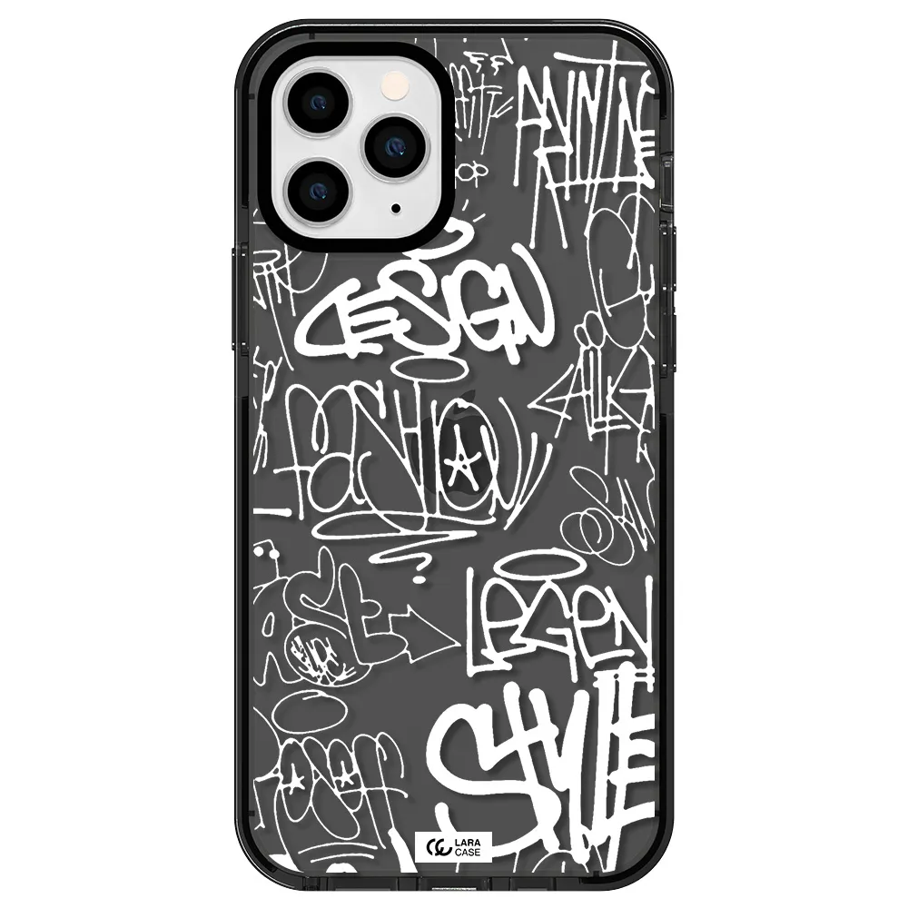 a white background with black and white clouds Apple iPhone 11 pro max impact Smoke Black Case