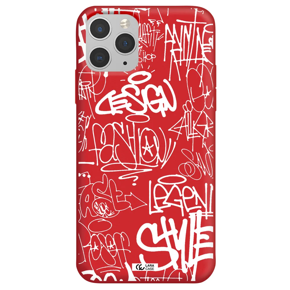 a white background with black and white clouds Apple iPhone 11 pro max Silicone Imperial Red Case