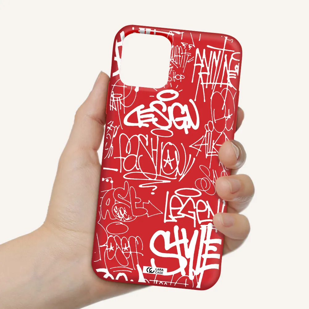 a white background with black and white clouds Apple iPhone 11 pro max Silicone Imperial Red Case