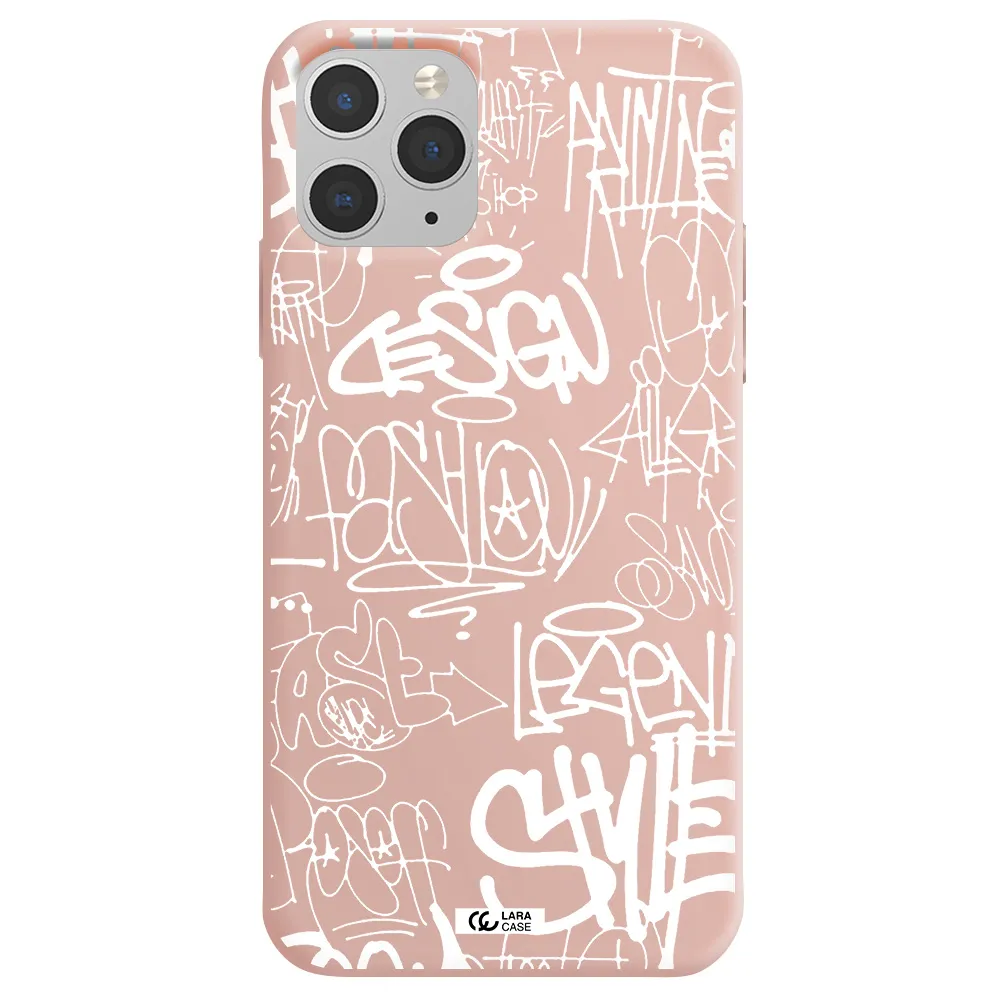 a white background with black and white clouds Apple iPhone 11 pro max Silicone pastel pink Case