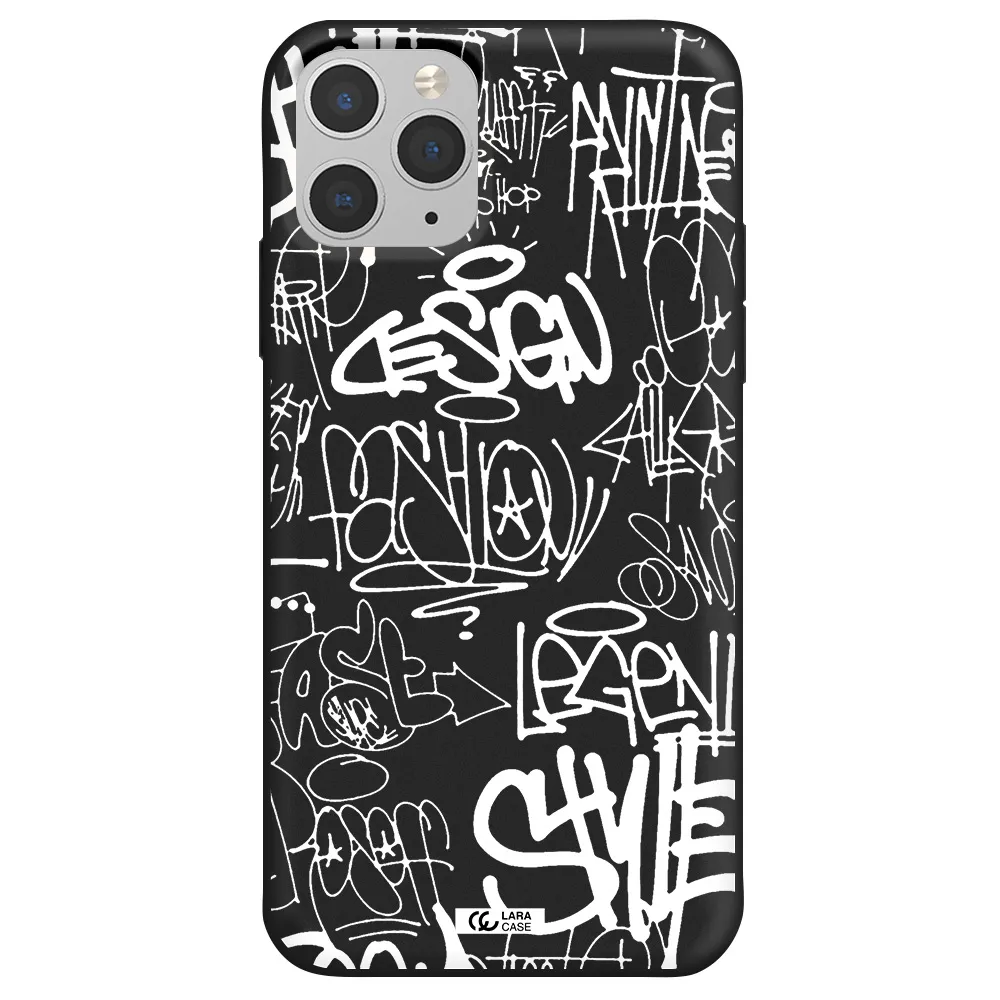 a white background with black and white clouds Apple iPhone 11 pro Silicone black Case