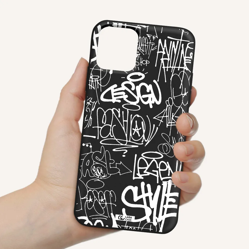 a white background with black and white clouds Apple iPhone 11 pro Silicone black Case