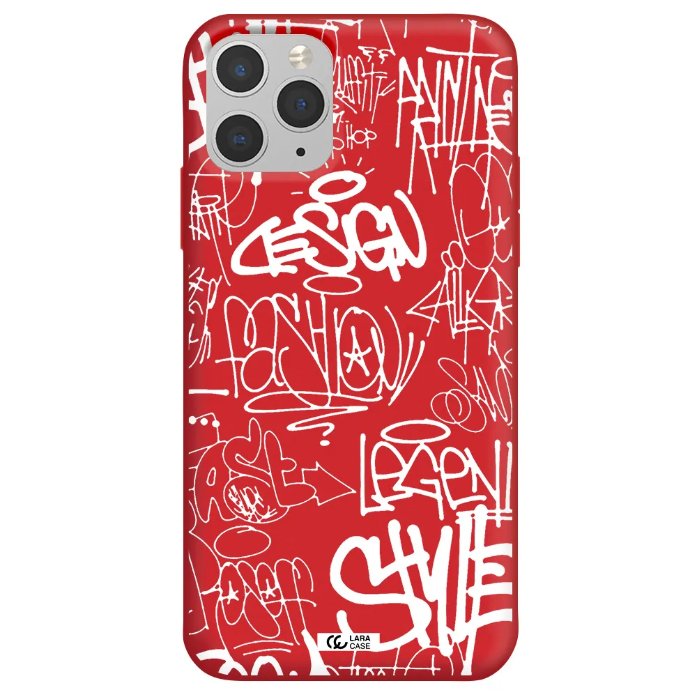 a white background with black and white clouds Apple iPhone 11 pro Silicone Imperial Red Case