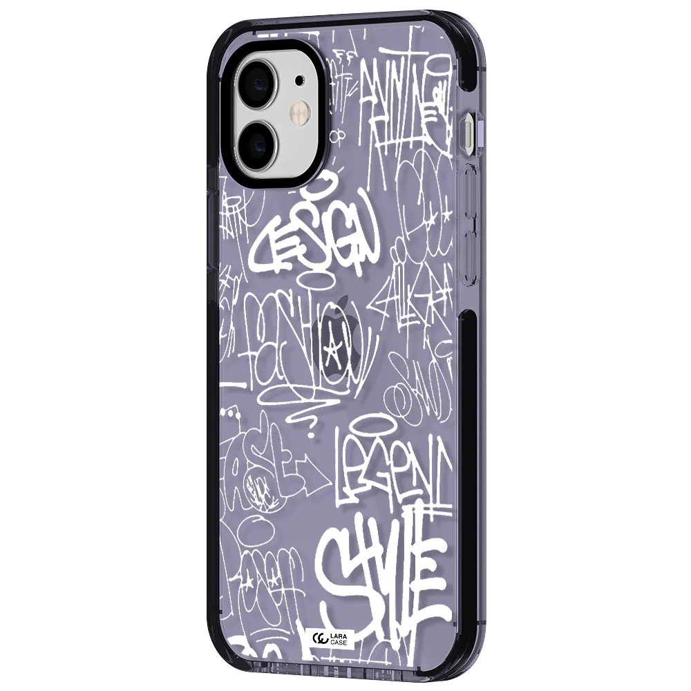 a white background with black and white clouds Apple iPhone 12 impact Lilac Case