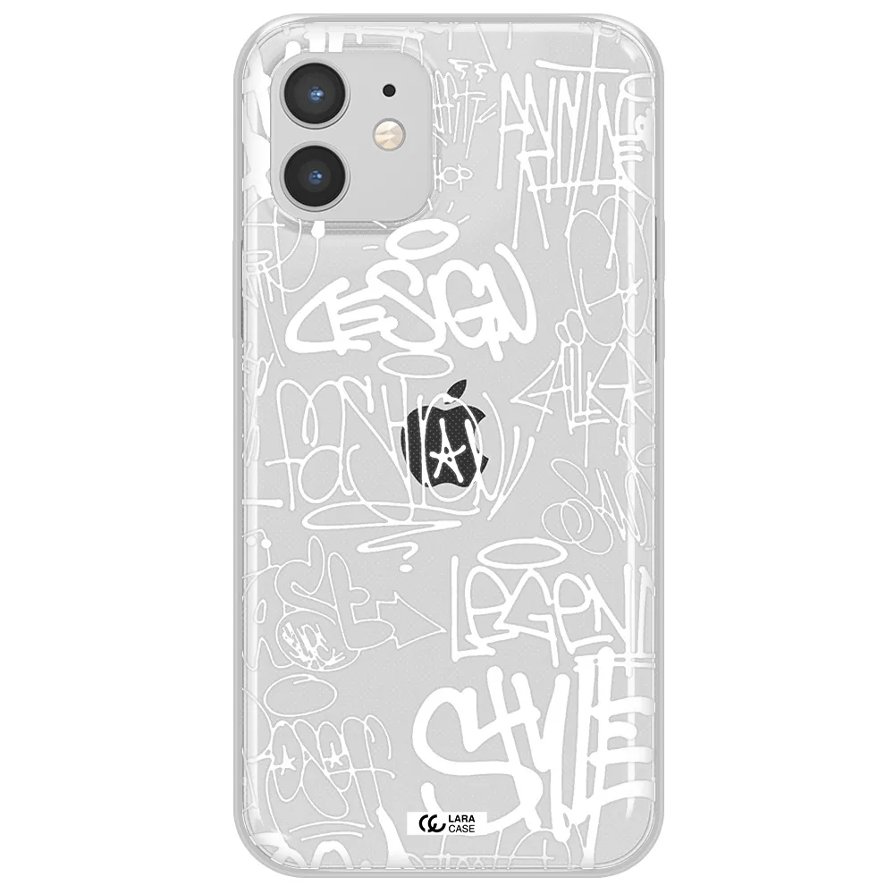 a white background with black and white clouds Apple iPhone 12 mini Clear TPU Case