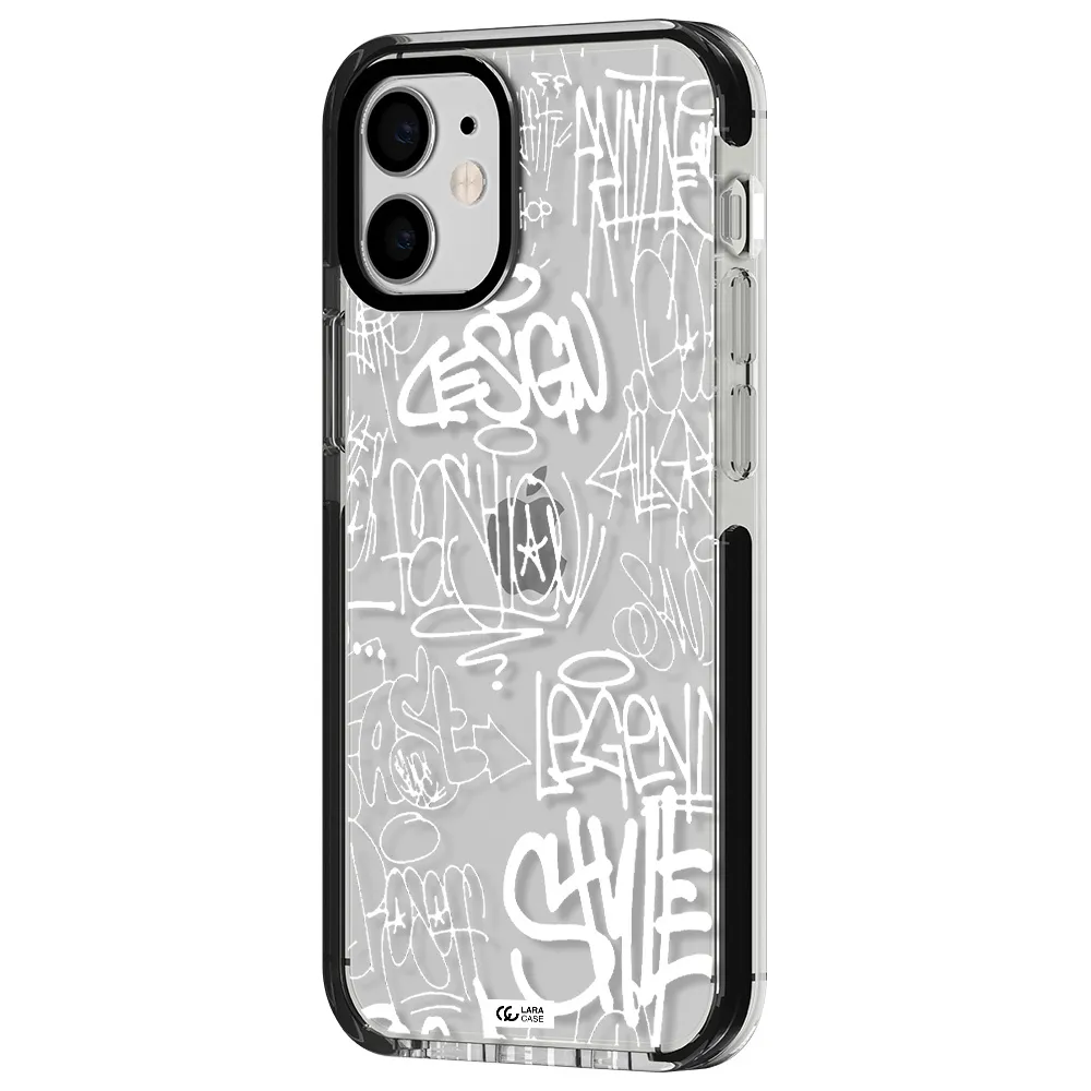 a white background with black and white clouds Apple iPhone 12 mini impact black border Case