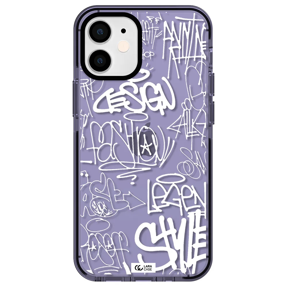 a white background with black and white clouds Apple iPhone 12 mini impact Lilac Case