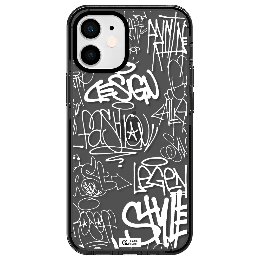 a white background with black and white clouds Apple iPhone 12 mini impact Smoke Black Case