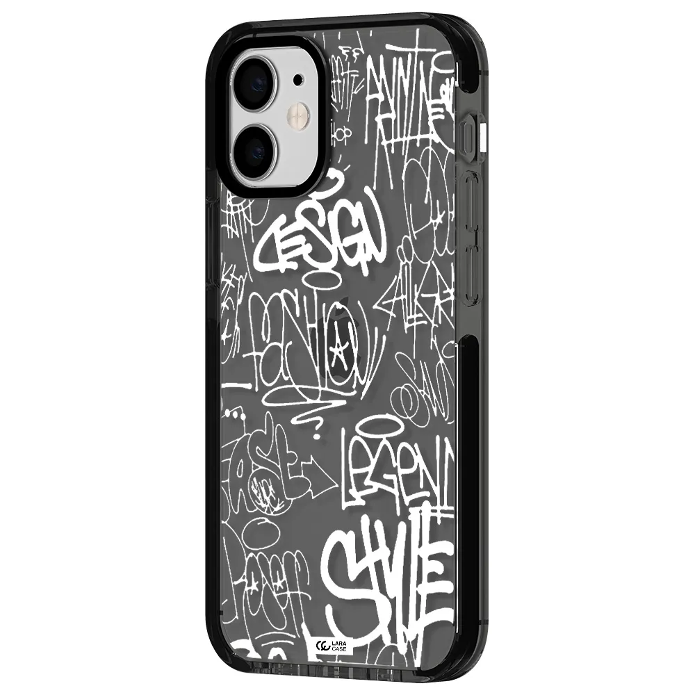 a white background with black and white clouds Apple iPhone 12 mini impact Smoke Black Case