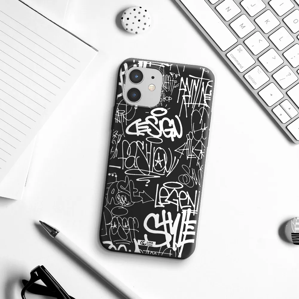 a white background with black and white clouds Apple iPhone 12 mini Silicone black Case