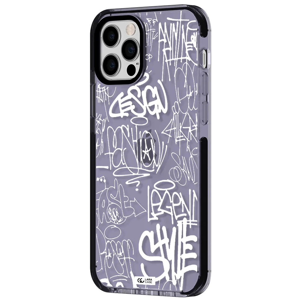 a white background with black and white clouds Apple iPhone 12 pro impact Lilac Case