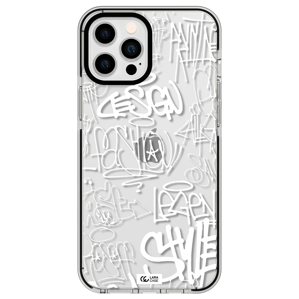 a white background with black and white clouds Apple iPhone 12 pro max impact black border Case