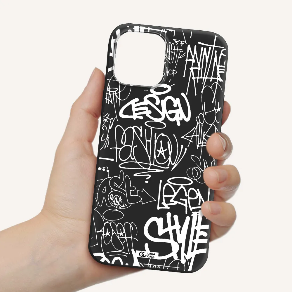 a white background with black and white clouds Apple iPhone 12 pro max Silicone black Case