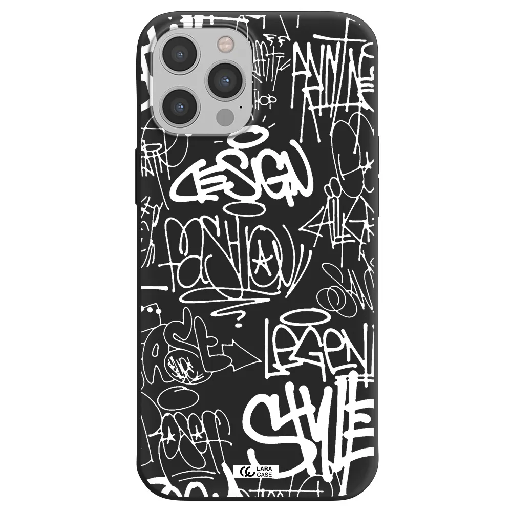 a white background with black and white clouds Apple iPhone 12 pro Silicone black Case