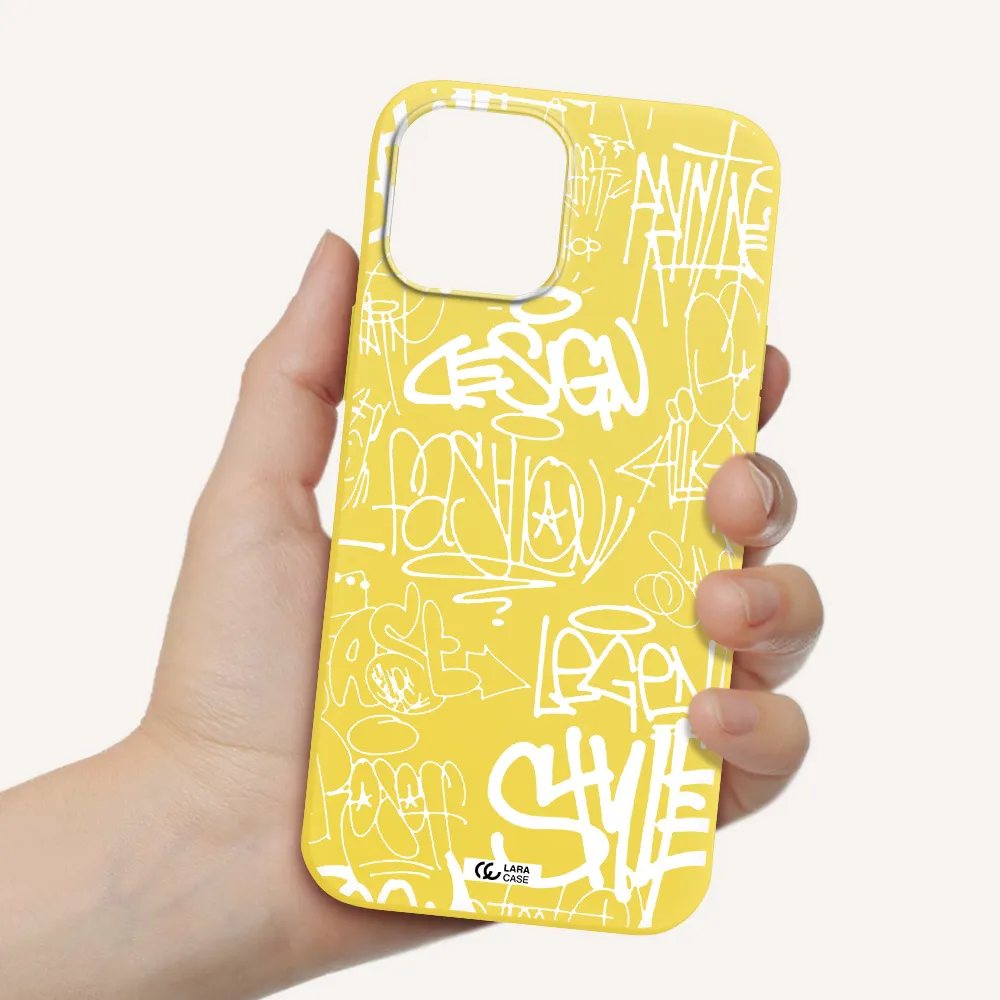 a white background with black and white clouds Apple iPhone 12 pro Silicone canary yellow Case