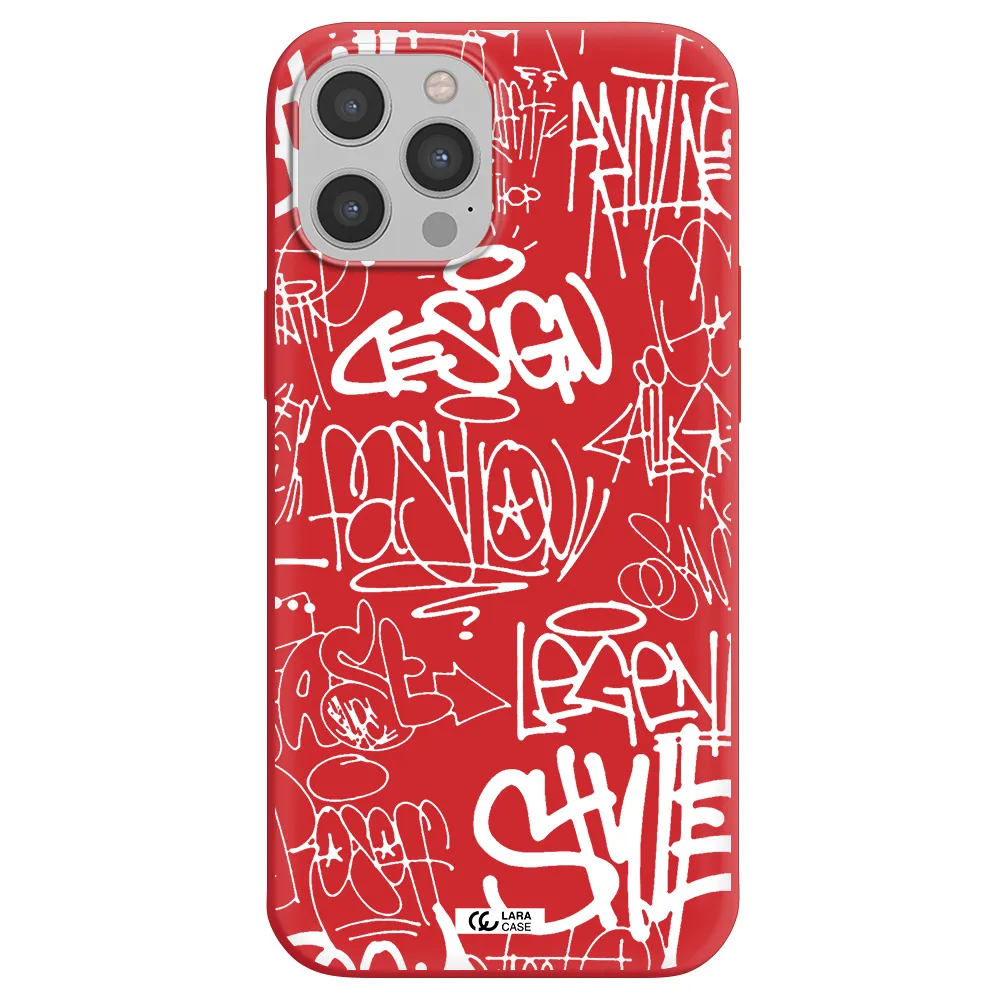 a white background with black and white clouds Apple iPhone 12 pro Silicone Imperial Red Case