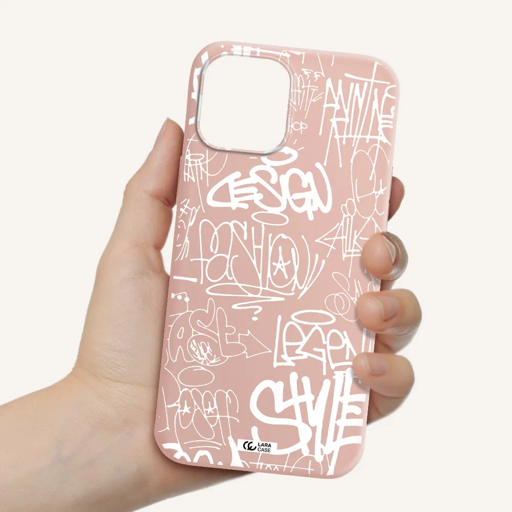 a white background with black and white clouds Apple iPhone 12 pro Silicone pastel pink Case