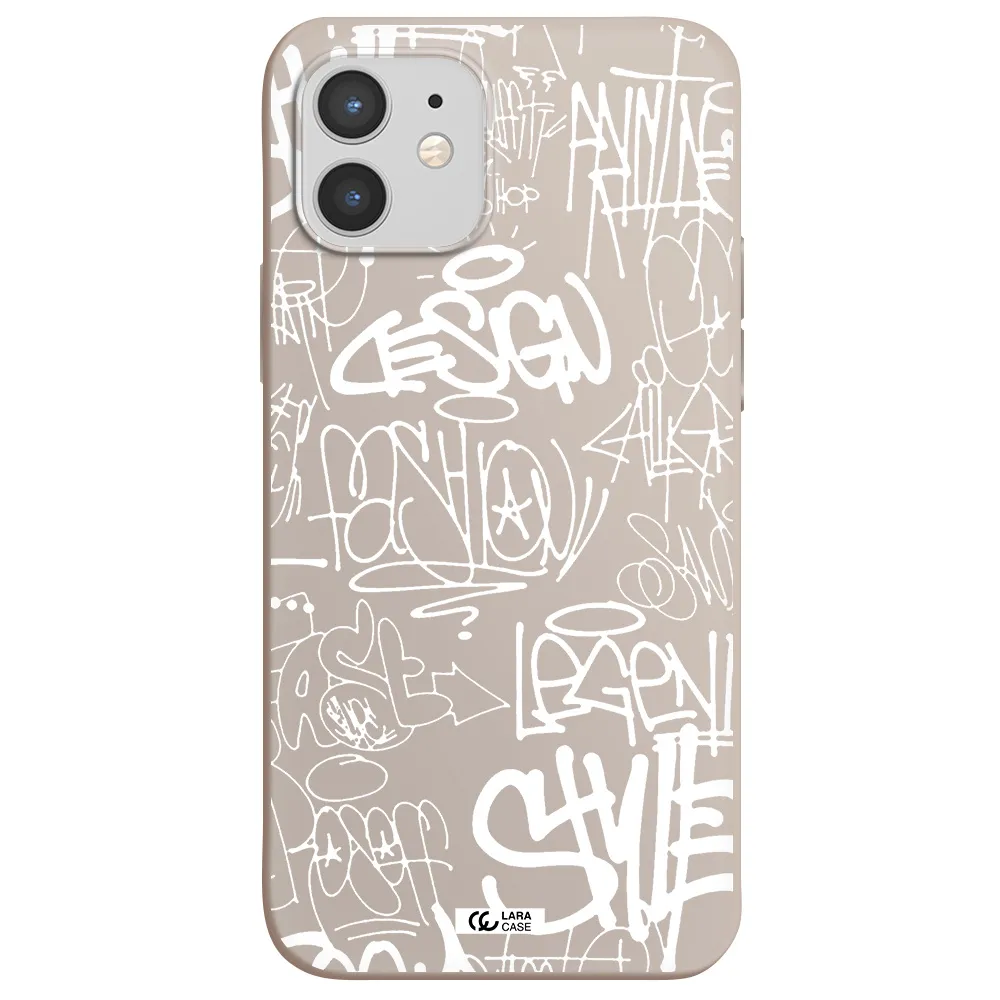 a white background with black and white clouds Apple iPhone 12 Silicone Stone Case