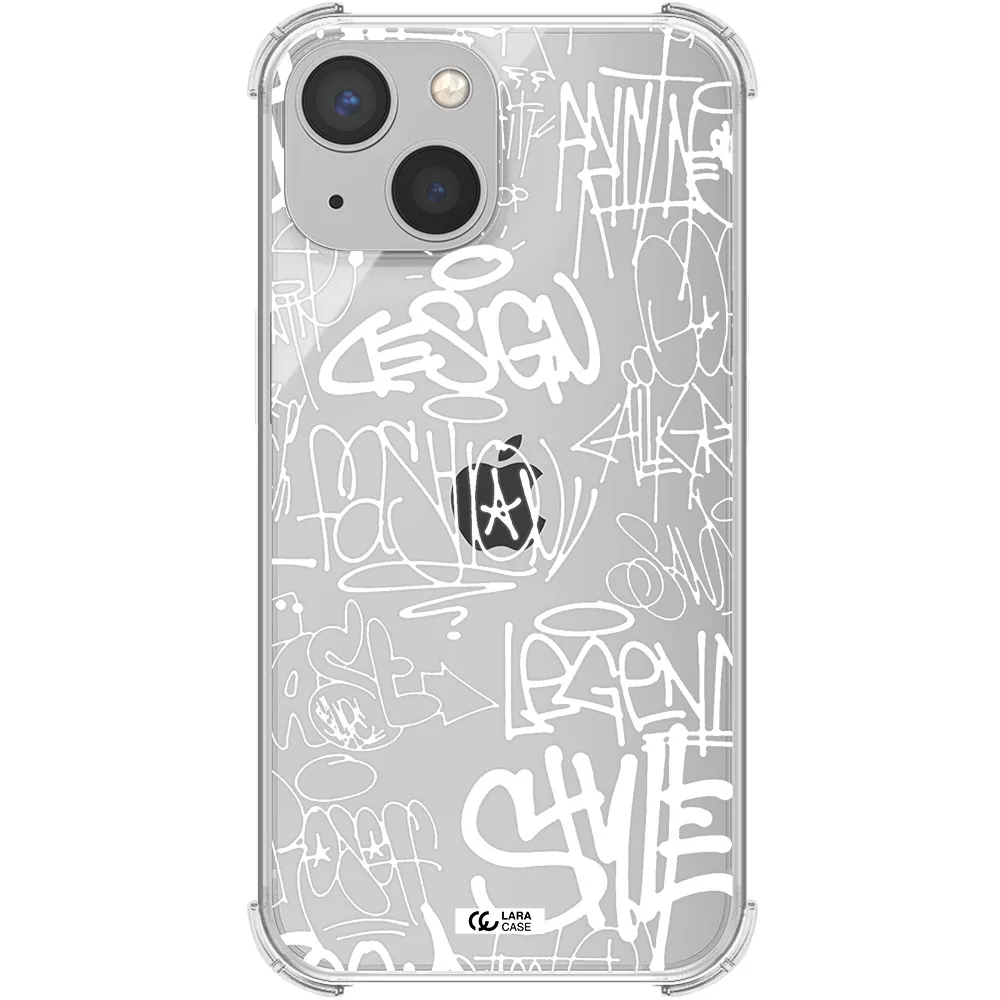 a white background with black and white clouds Apple iPhone 13 Clear PC Case