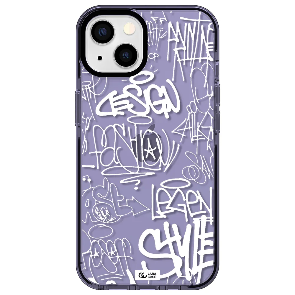 a white background with black and white clouds Apple iPhone 13 impact Lilac Case