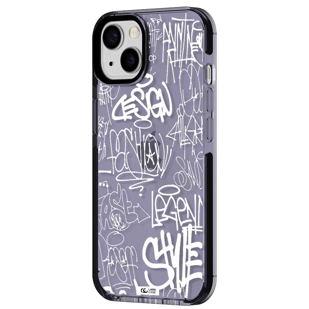 a white background with black and white clouds Apple iPhone 13 impact Lilac Case