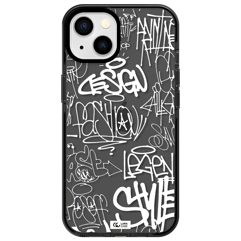 a white background with black and white clouds Apple iPhone 13 impact Smoke Black Case