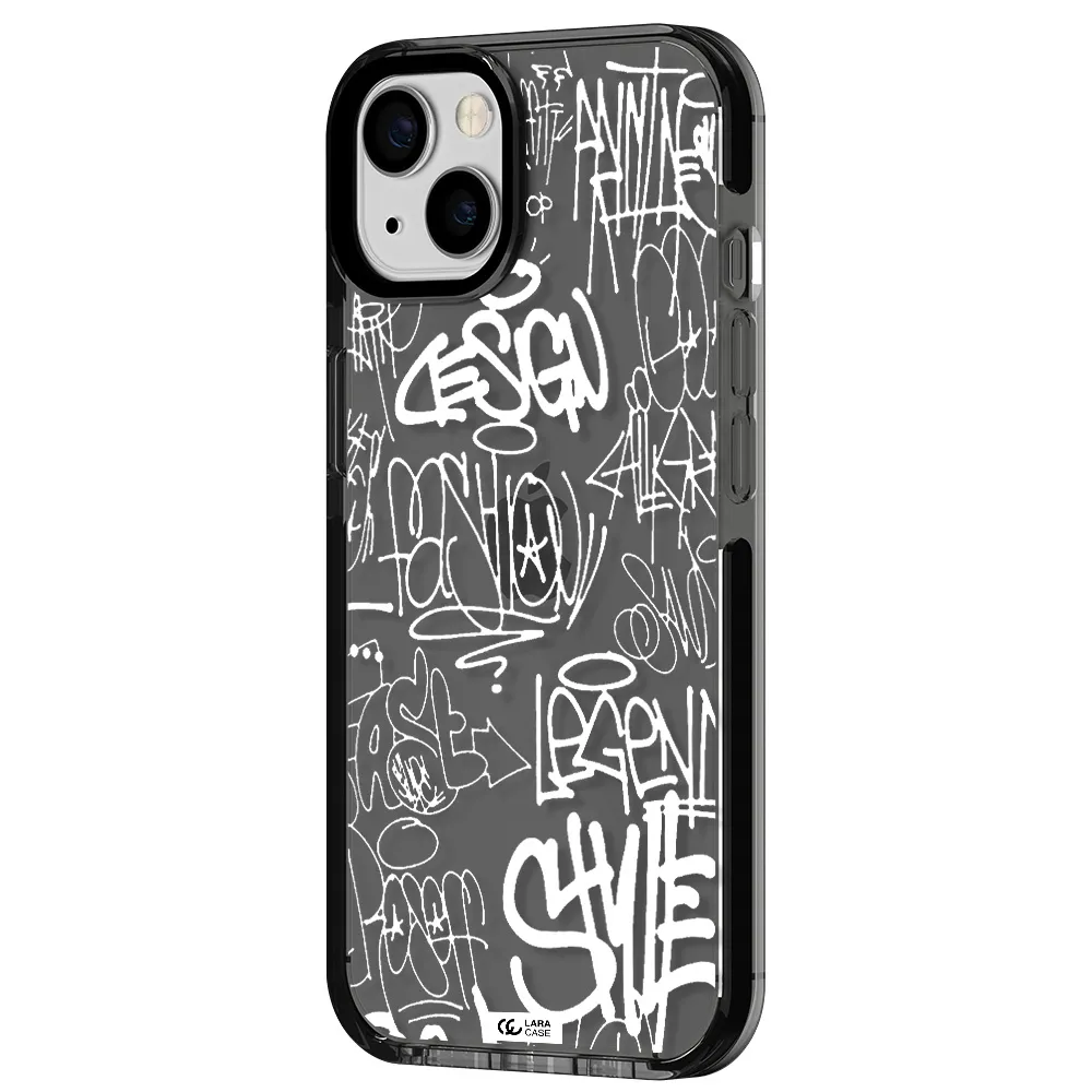 a white background with black and white clouds Apple iPhone 13 impact Smoke Black Case